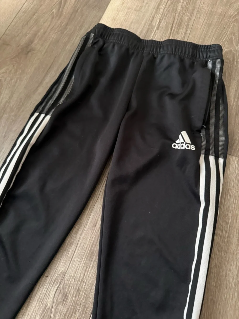 adidas Black Jogger Pants with White Side Stripes